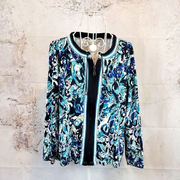 Christopher & Banks casual shacket watercolor print Women's Size MP - Picture 1 of 11